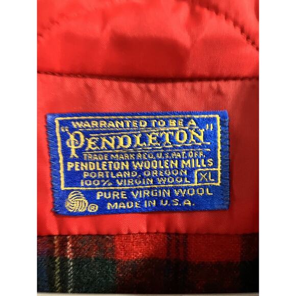 VTG Pendleton Board Shirt Flap Pocket Loop Collar Maclean Tartan Red Wool Men XL - Picture 3 of 7